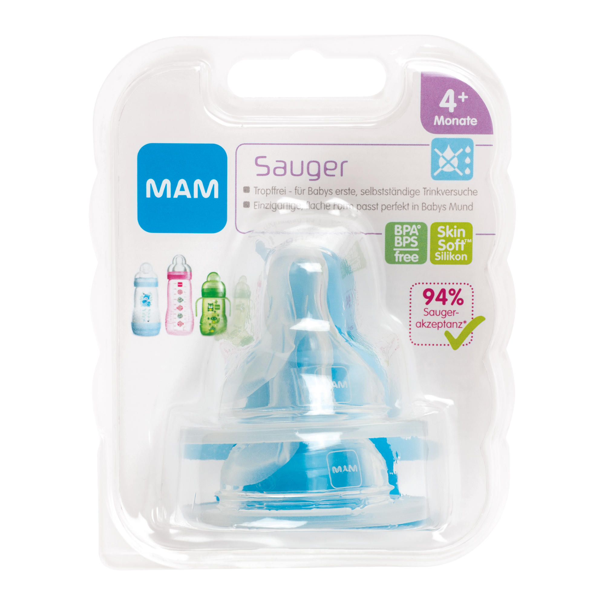 FLÄSCHCHENSAUGER  - Transparent, Basics, Kunststoff (9,5/12,0/5,6cm) - MAM