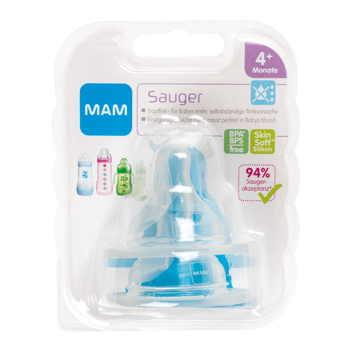 FLÄSCHCHENSAUGER  - Transparent, Basics, Kunststoff (9,5/12,0/5,6cm) - MAM