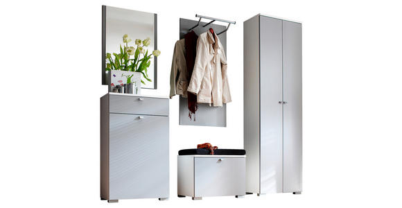 GARDEROBE 6-teilig  in 210/200/42 cm  - Weiß/Grau, Design, Glas/Holzwerkstoff (210/200/42cm) - Moderano