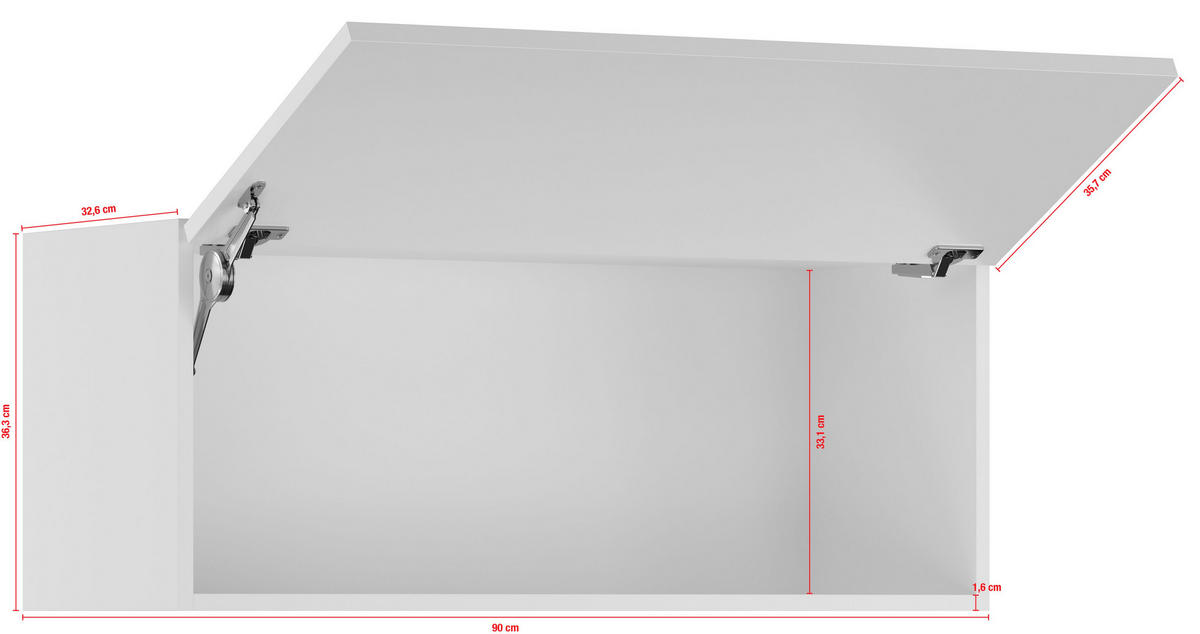 KÜCHENOBERSCHRANK 90/35,7/34,2 cm  in Weiß  - Edelstahlfarben/Weiß, Basics, Holzwerkstoff/Metall (90/35,7/34,2cm) - Impuls