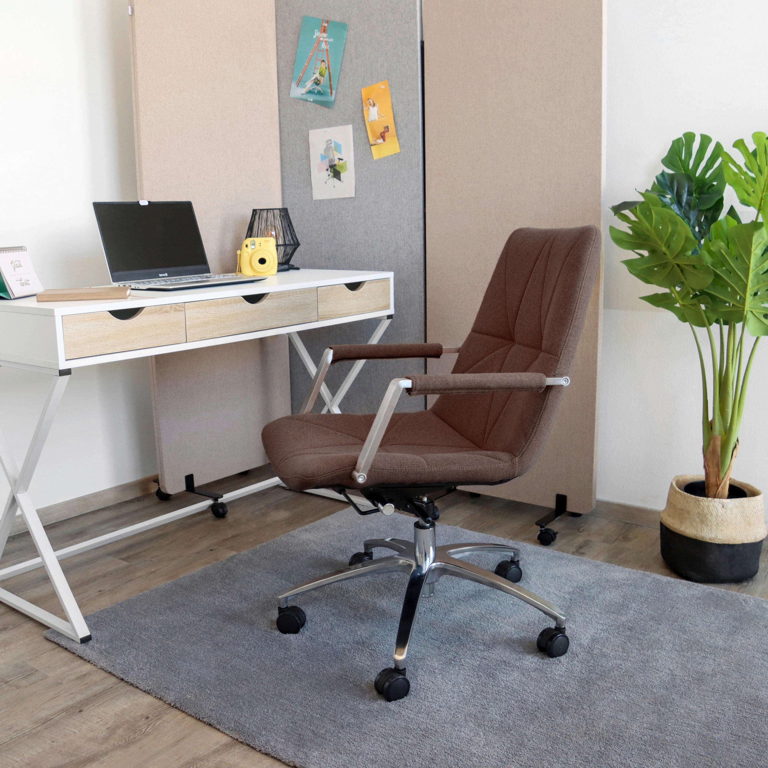 DREHSTUHL Flachgewebe Braun  - Alufarben/Braun, MODERN, Kunststoff/Textil (57/100/75cm) - MID.YOU