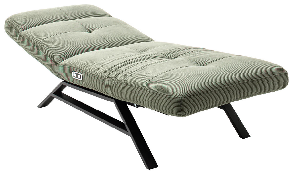 RELAXLIEGE in Cord Olivgrün  - Schwarz/Olivgrün, Design, Textil/Metall (80/54-113/158-198cm) - Pure Home Lifestyle