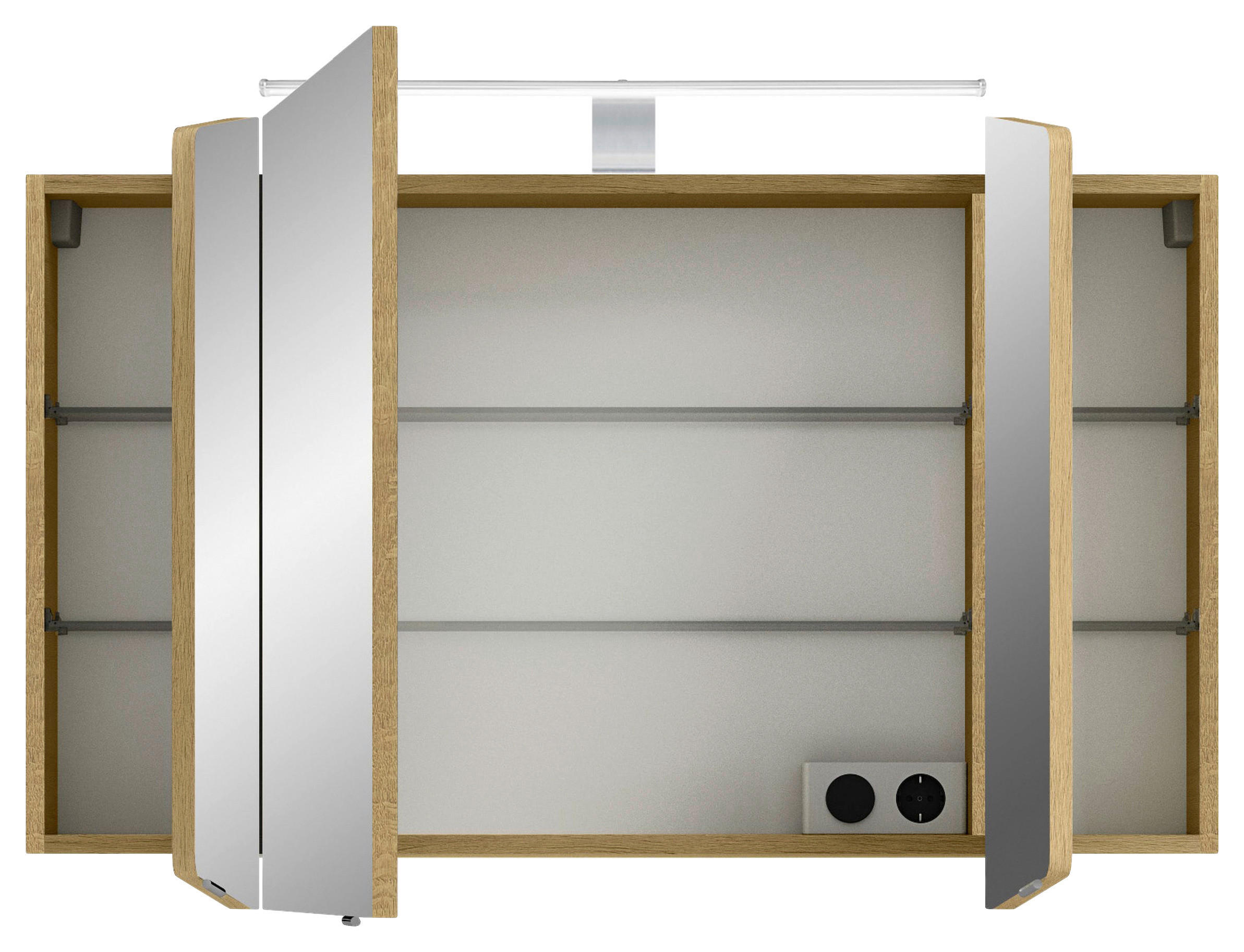 SPIEGELSCHRANK 100/67/17 cm  - Chromfarben/Eichefarben, KONVENTIONELL, Glas/Holzwerkstoff (100/67/17cm) - Pelipal