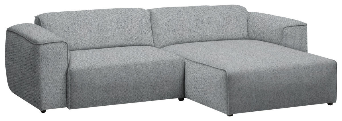 ECKSOFA in Webstoff Grau  265/171 cm  - Schwarz/Grau, Design, Kunststoff/Textil (265/171cm) - home24
