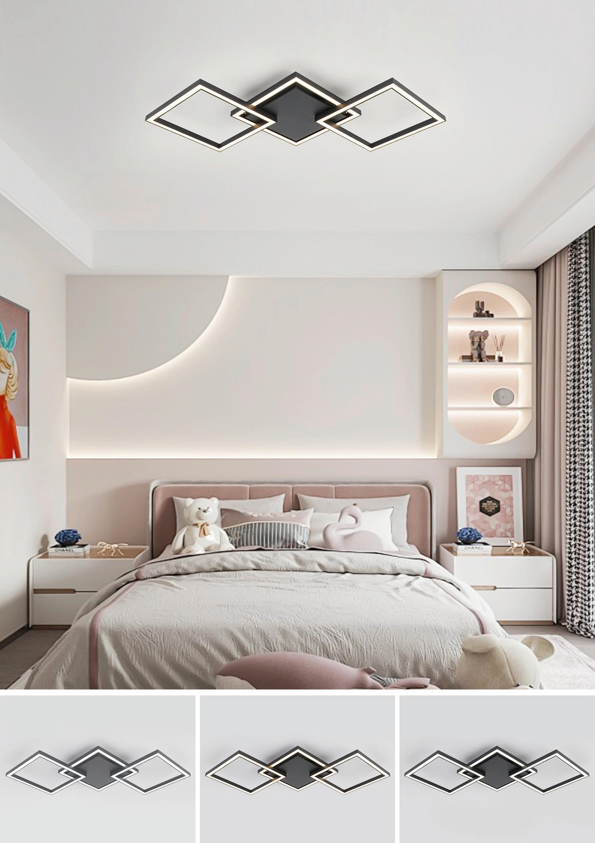 LED PLAFONJERA  - bela/crna, Trendi, metal/plastika (63/27,5/4,7cm) - Novel