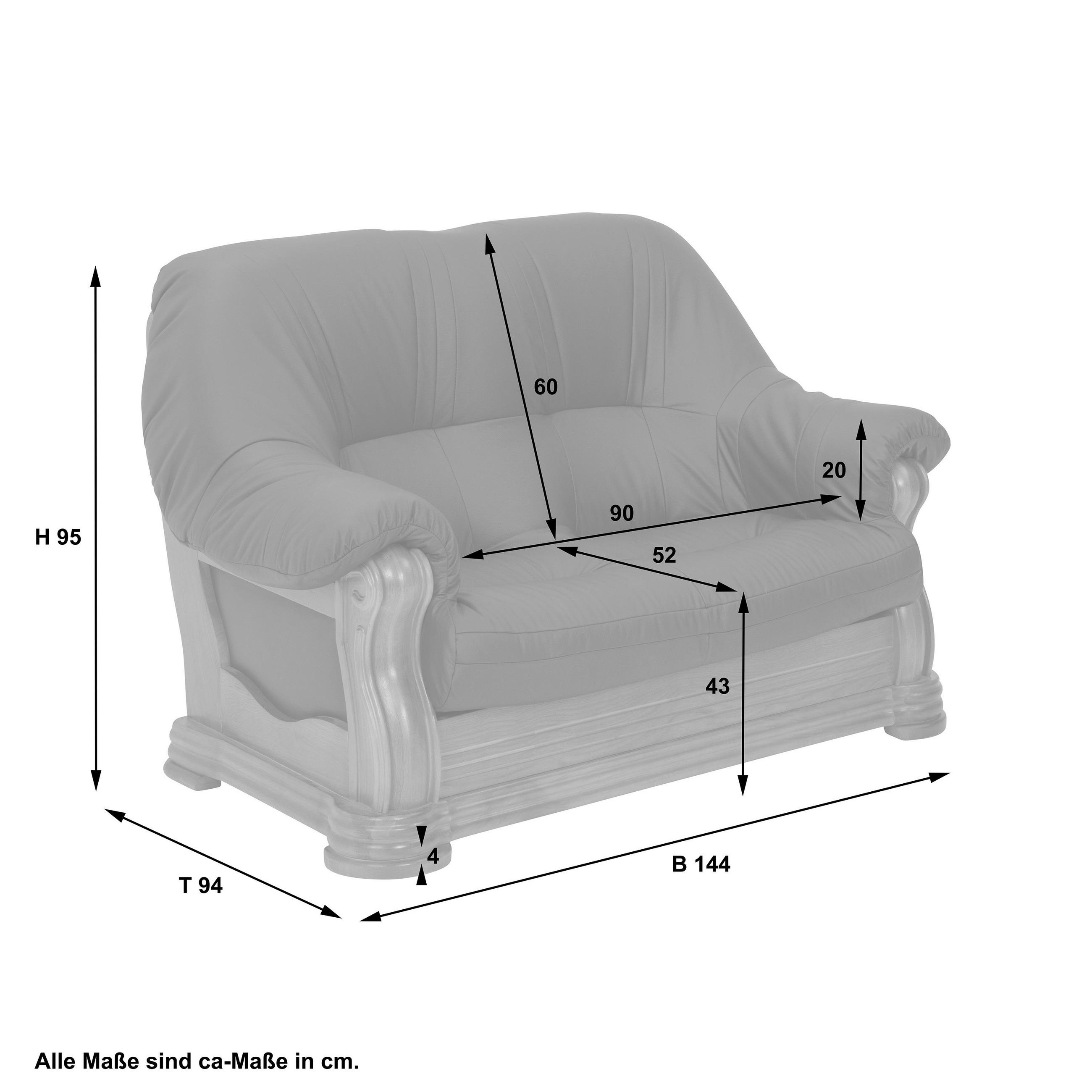 Thumbnail - Max Winzer 2-Sitzer-Sofa, Braun, Holz, Leder, Echtleder, Rindleder, Eiche, massiv, Füllung: Polyetherschaumkern, 144x95x...