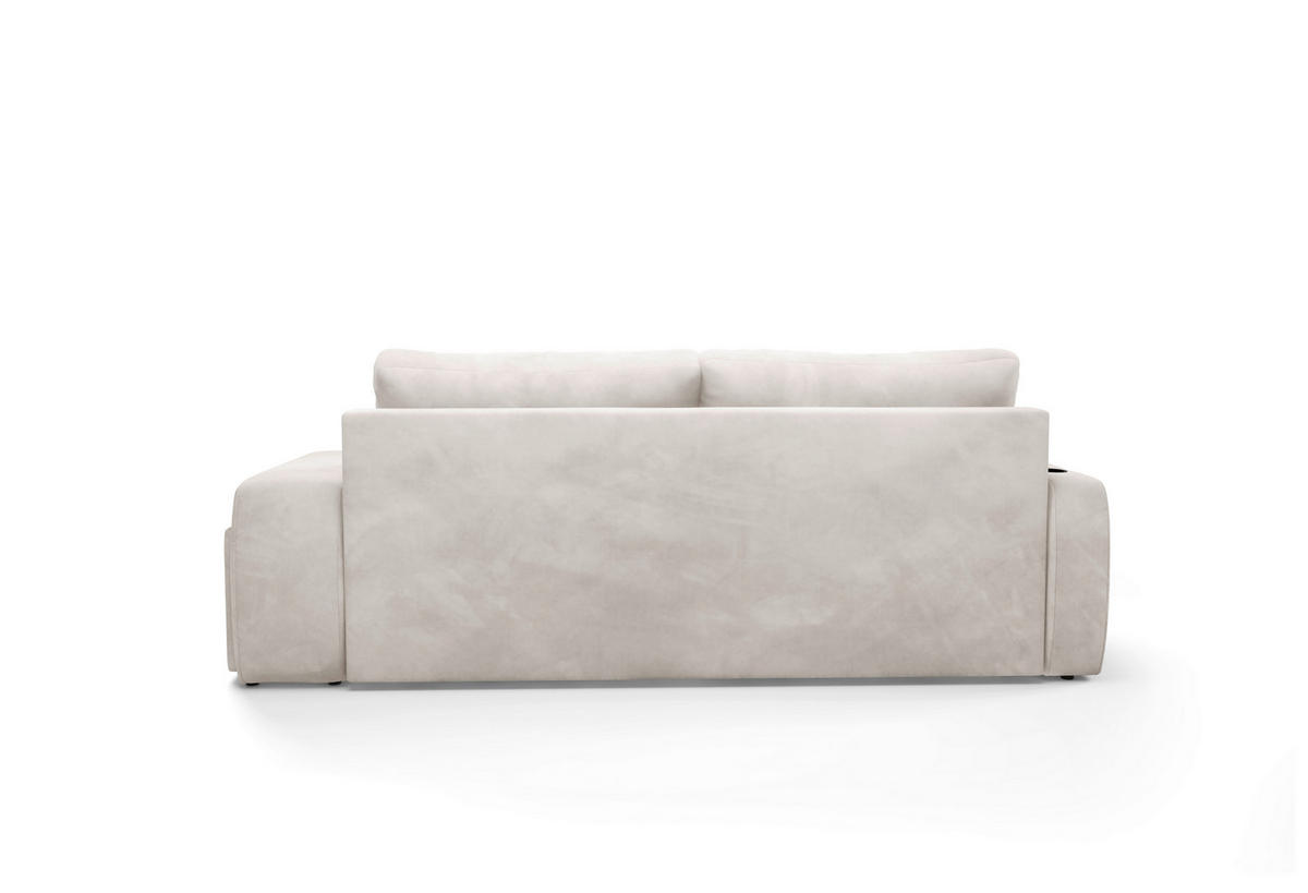 SCHLAFSOFA INES in Plüsch Creme  - Creme/Schwarz, Design, Kunststoff/Textil (258/98/95cm) - Livetastic