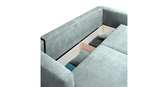 SCHLAFSOFA Cord Mintgrün Zierkissen, Rückenkissen, Bettkasten, Schlaffunktion, Rücken echt  - Schwarz/Mintgrün, Design, Kunststoff/Textil (250/92/105cm) - Carryhome