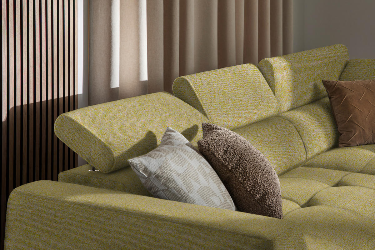 ECKSOFA in Struktur Gelb  284/205 cm  - Gelb/Schwarz, Design, Kunststoff/Textil (284/205cm) - Xora