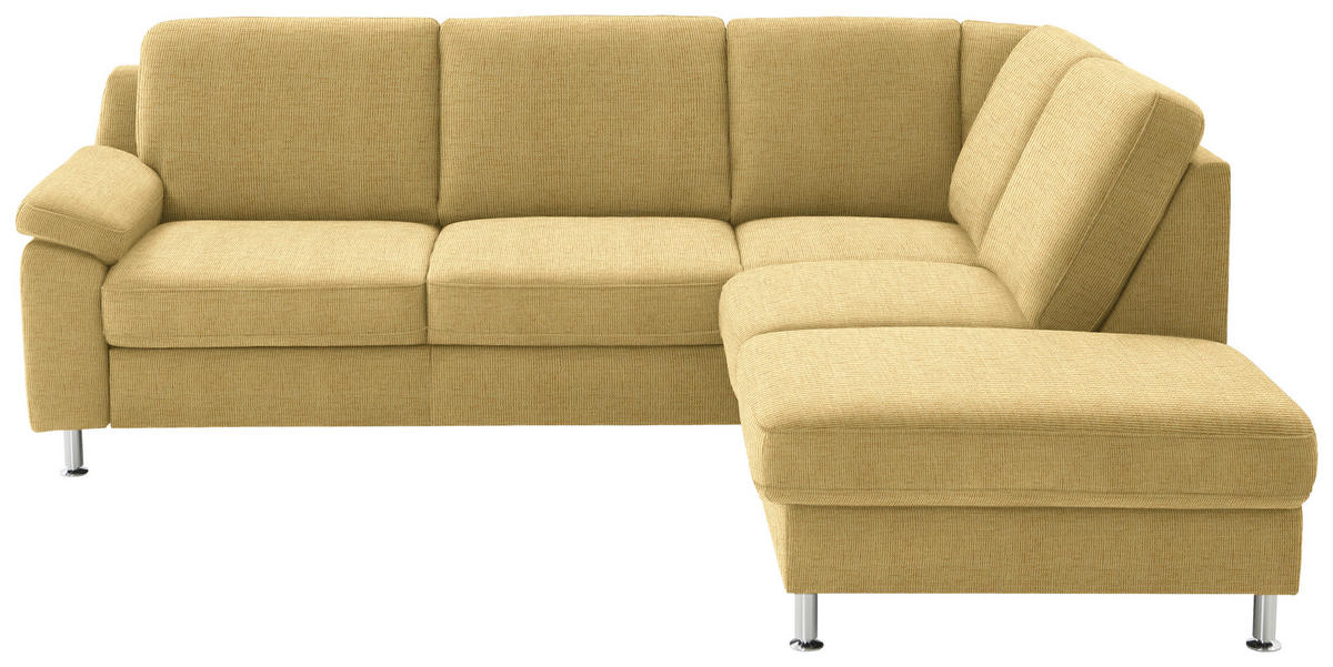 ECKSOFA in Webstoff Gelb  241/200 cm  - Gelb/Alufarben, KONVENTIONELL, Textil/Metall (241/200cm) - Beldomo System