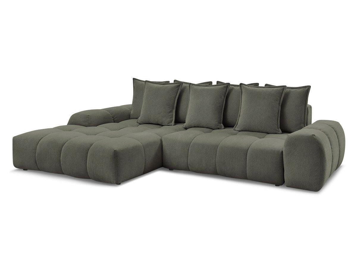 ECKSCHLAFSOFA EVEREST  mit Rücken echt, Armteil links, Armteil rechts Flachgewebe Grün  - Schwarz/Grün, MODERN, Kunststoff/Textil (180/318cm) - Livetastic