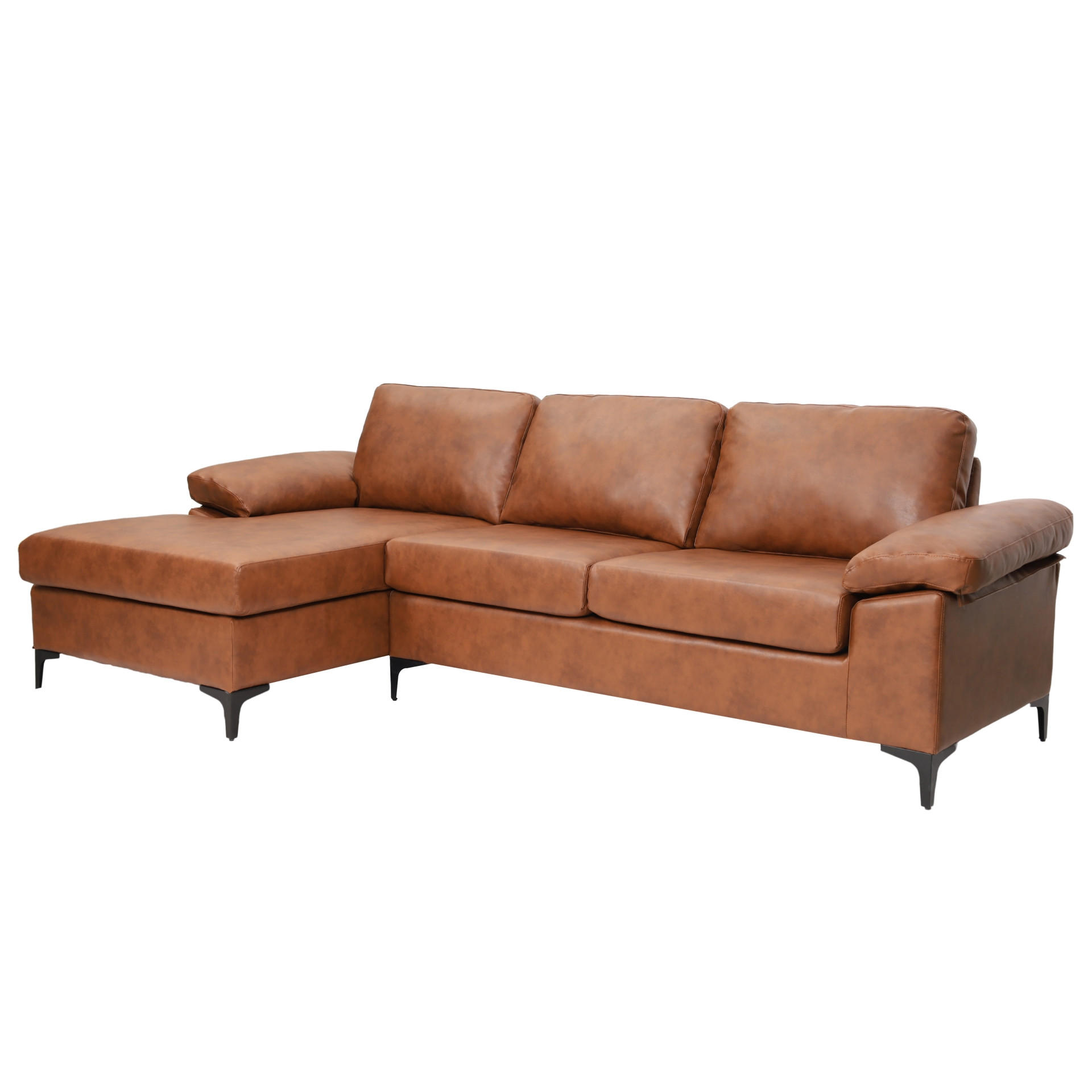 ECKSOFA Braun Lederlook  - Schwarz/Braun, KONVENTIONELL, Kunststoff/Textil (135/262cm) - MID.YOU