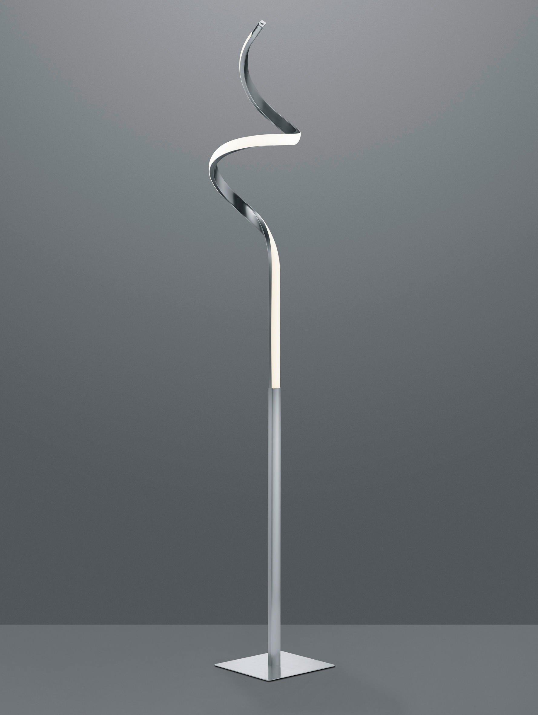 LED-STEHLEUCHTE - Weiss/Nickelfarben, Design, Kunststoff/Metall (20,5/145cm)