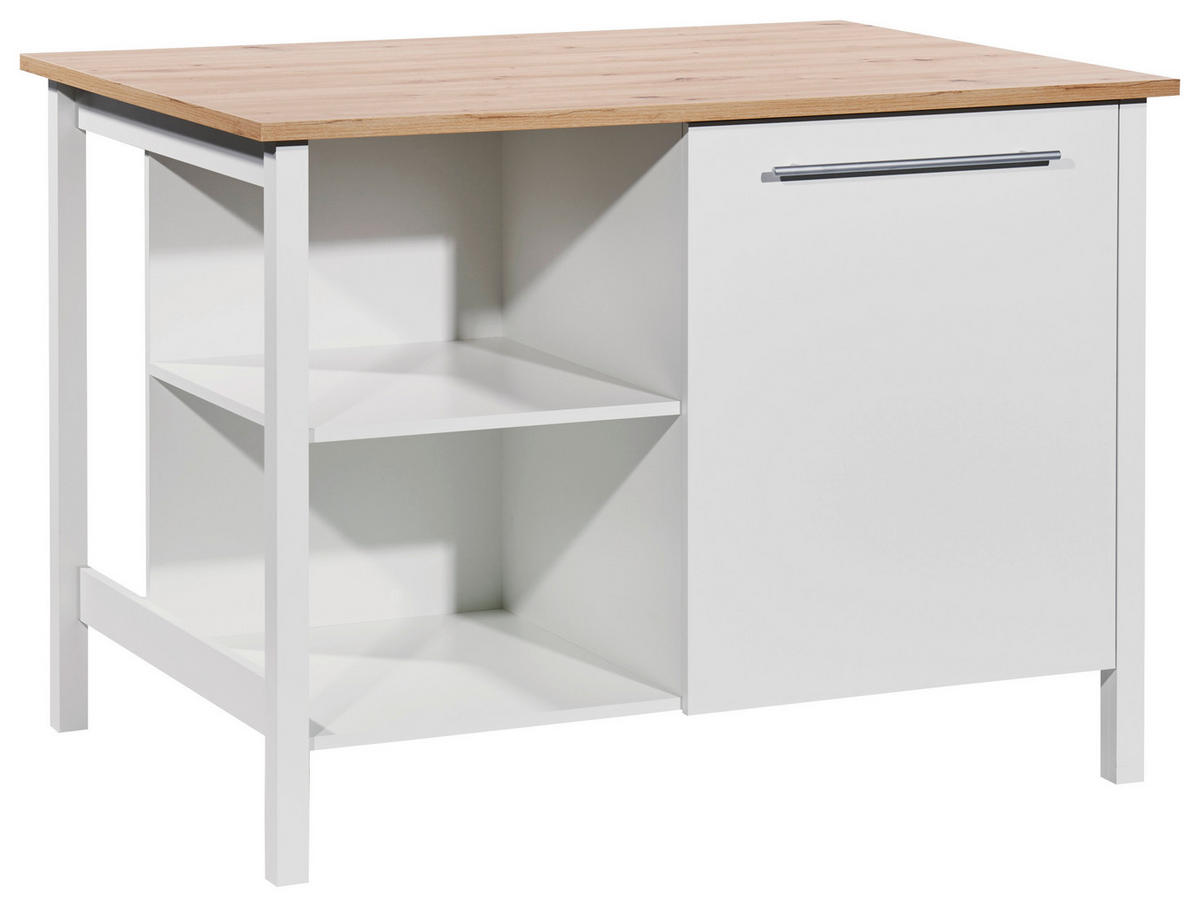 KÜCHENINSEL 123/90/90 cm  in Weiß, Eiche Artisan  - Silberfarben/Eiche Artisan, Basics, Holzwerkstoff/Kunststoff (123/90/90cm) - MID.YOU