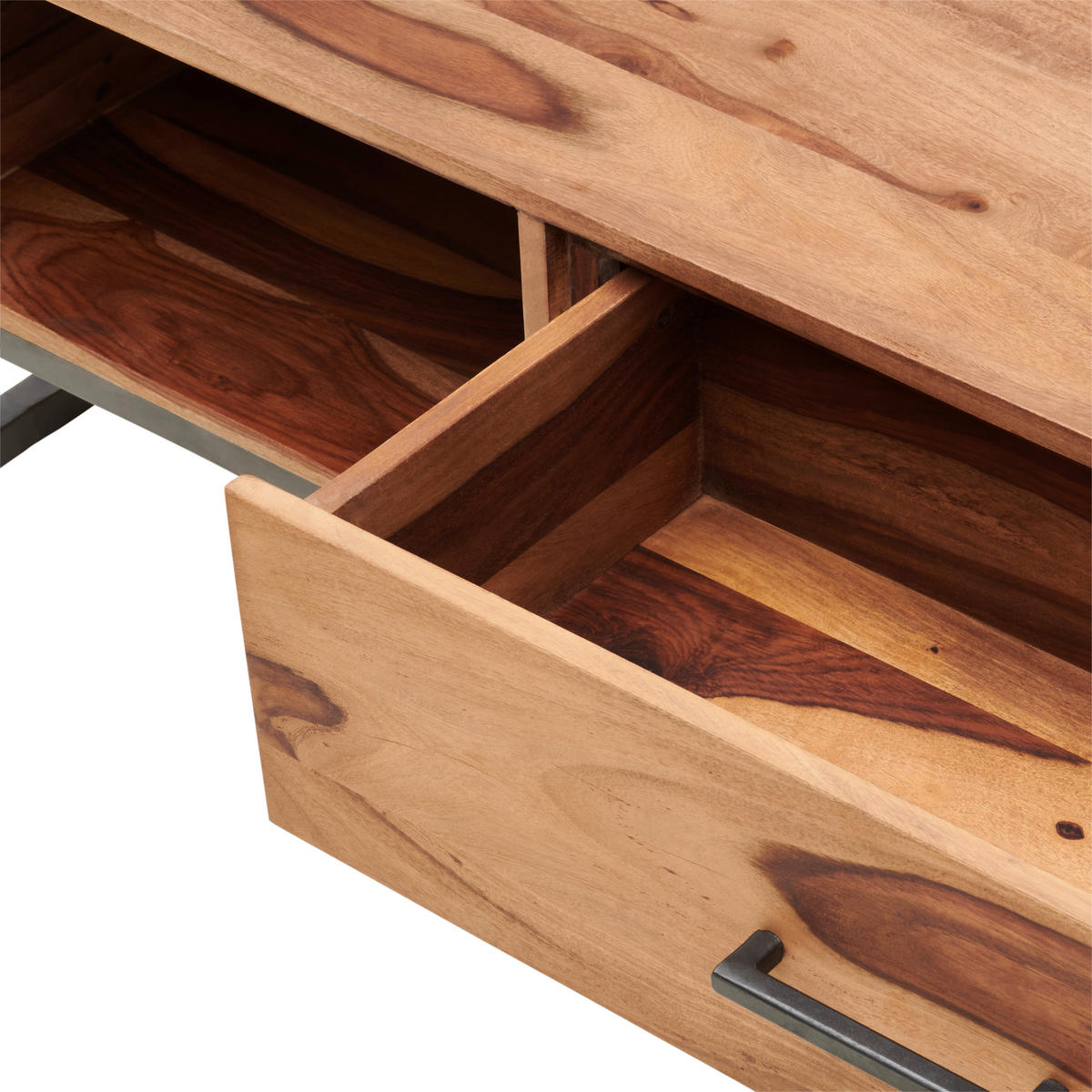 COUCHTISCH Craft Line Sheesham massiv 60/120/38 cm rechteckig Naturfarben, Anthrazit  - Anthrazit/Naturfarben, LIFESTYLE, Holz/Metall (60/120/38cm) - MID.YOU