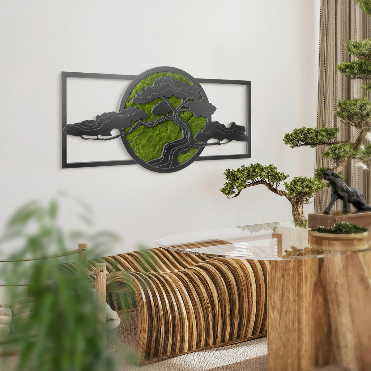 MOOSBILD  - Dunkelgrün/Schwarz, Basics, Holz/Kunststoff (100/50cm)