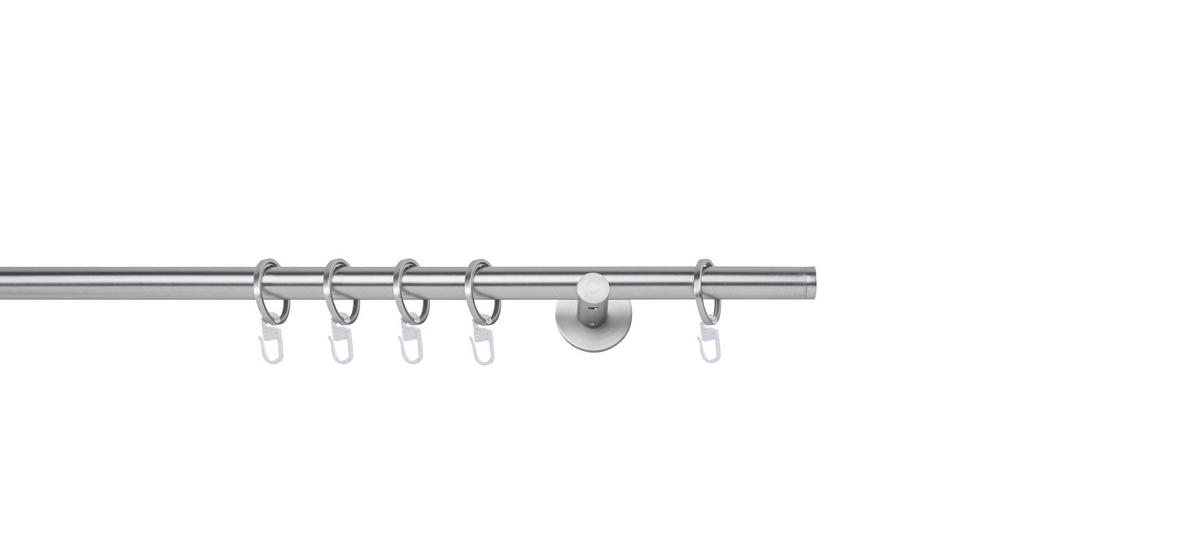 VORHANGSTANGENSET  220 cm  - Edelstahlfarben, Basics, Metall (220cm)
