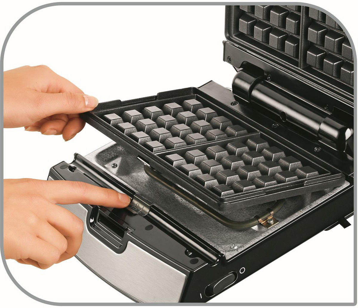 WAFFELEISEN  - Edelstahlfarben/Schwarz, Basics, Kunststoff (24/12,5/28cm) - Tefal