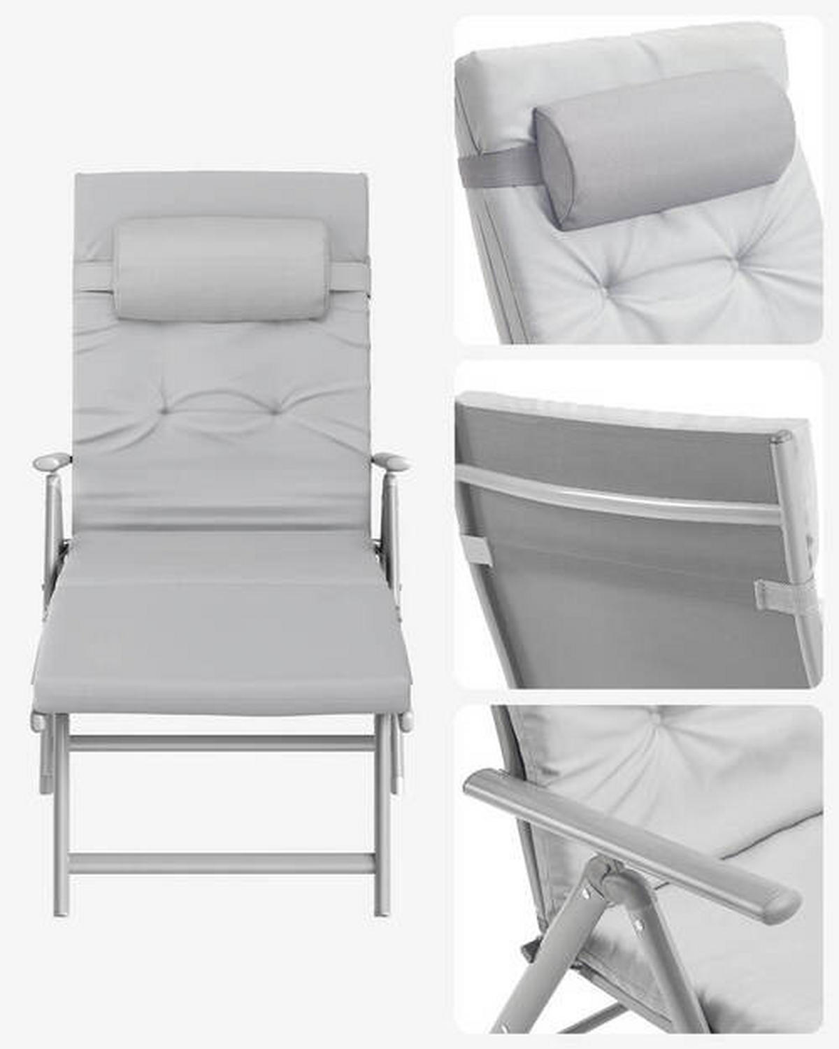 SONNENLIEGE 61/39/183 cm  - Grau, Basics, Textil/Metall (61/39/183cm) - Modante