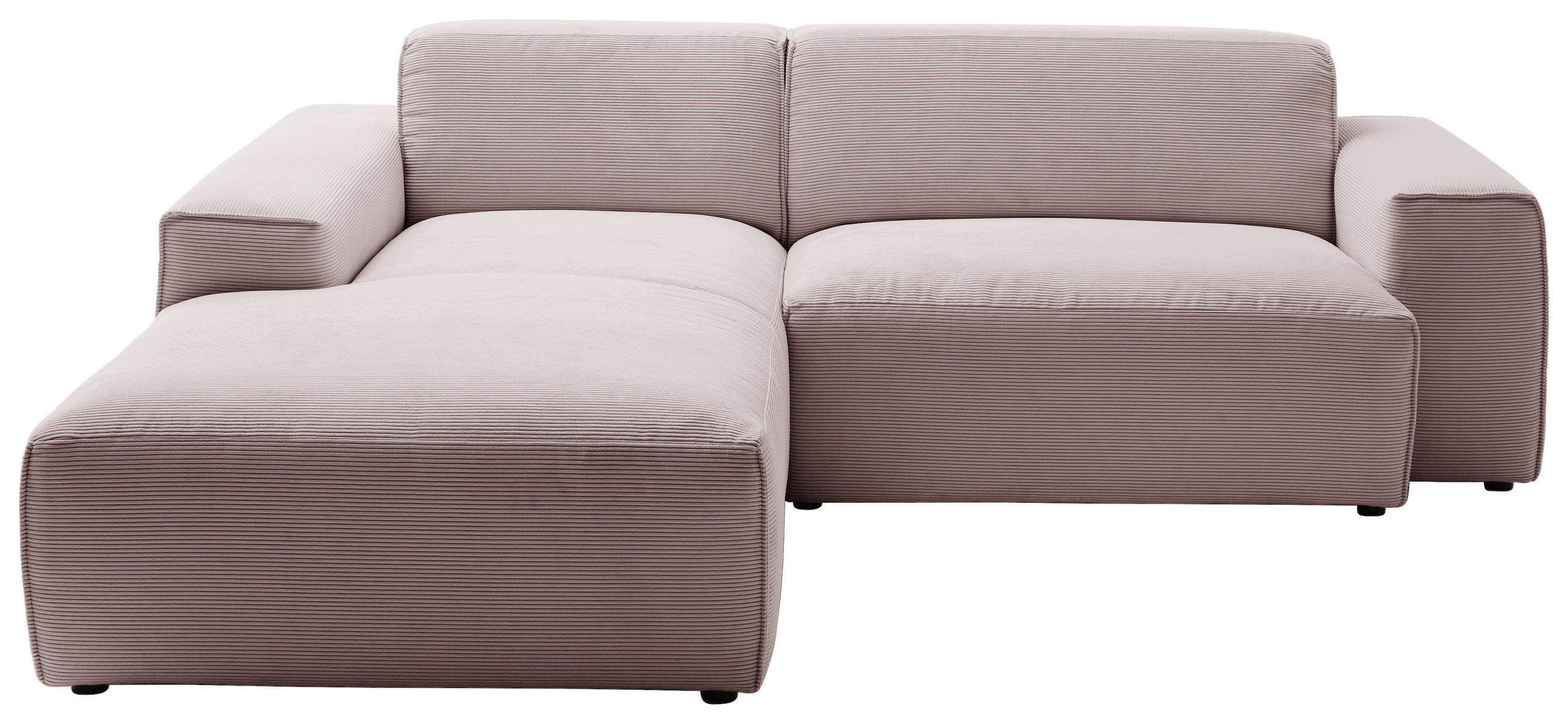 ECKSOFA in Cord Altrosa  189/230 cm  - Schwarz/Altrosa, Design, Kunststoff/Textil (189/230cm) - Pure Home Lifestyle