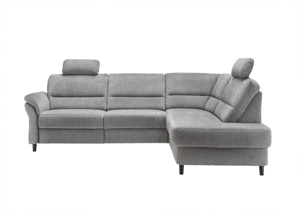ECKSOFA in Mikrofaser Grau  - Weiss/Schwarz, Modern, Holz/Textil (266/190cm) - Livetastic