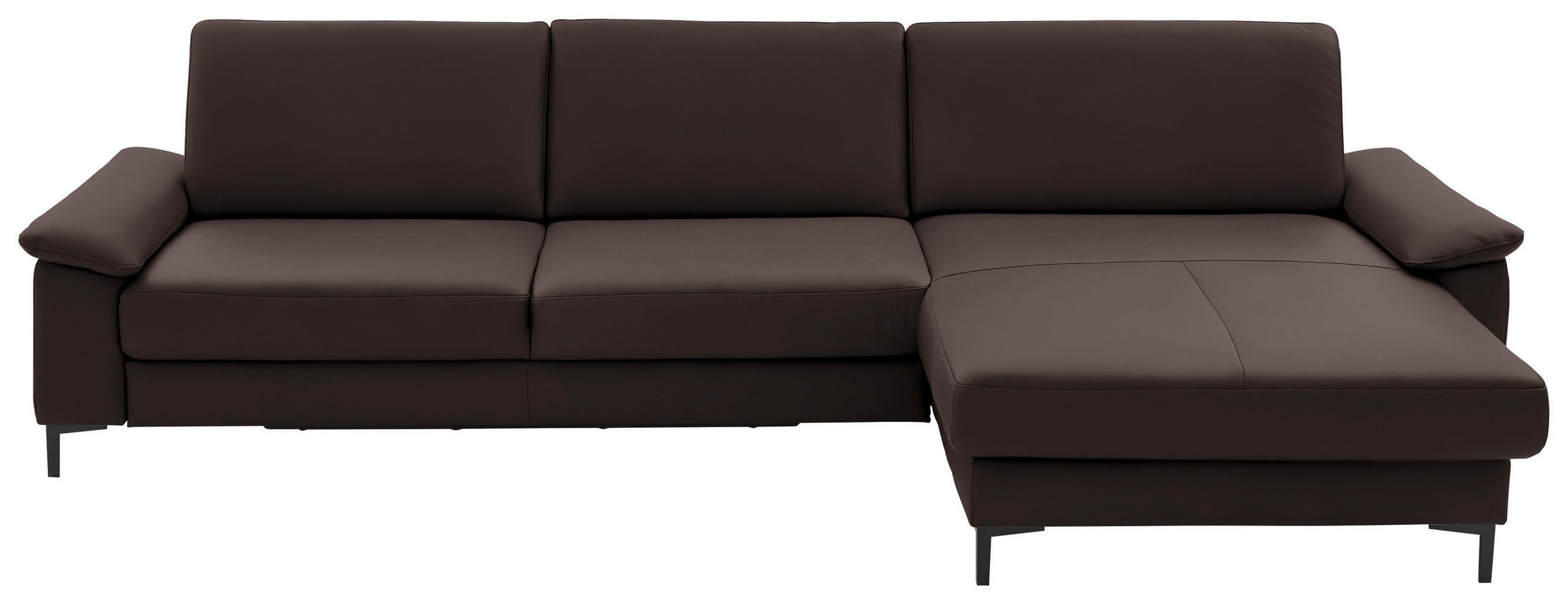 ECKSOFA in Echtleder Dunkelbraun  - Dunkelbraun/Schwarz, Design, Leder/Metall (334/176cm) - Dieter Knoll