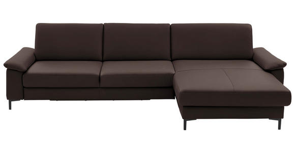 ECKSOFA  in Echtleder Dunkelbraun  334/176 cm  - Dunkelbraun/Schwarz, Design, Leder/Metall (334/176cm) - Dieter Knoll