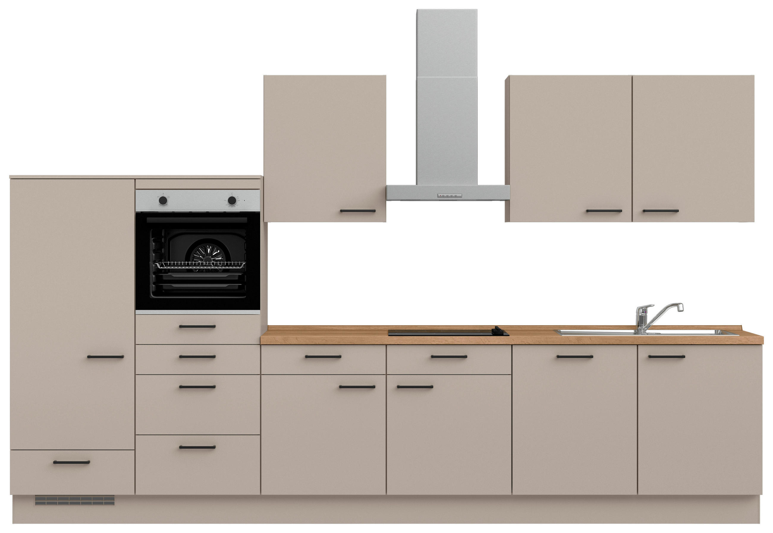 KÜCHENBLOCK Easytouch 360 cm  in Eichefarben, Sandfarben  - Sandfarben/Eichefarben, MODERN, Holzwerkstoff/Metall (360cm) - Nobilia