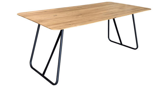 ESSTISCH Schwarz, Eichefarben rechteckig  in verschiedenen Größen erhältlich, Variantenauswahl  - Eichefarben/Schwarz, LIFESTYLE, Holz/Metall (160/90/75cm) - Linea Natura