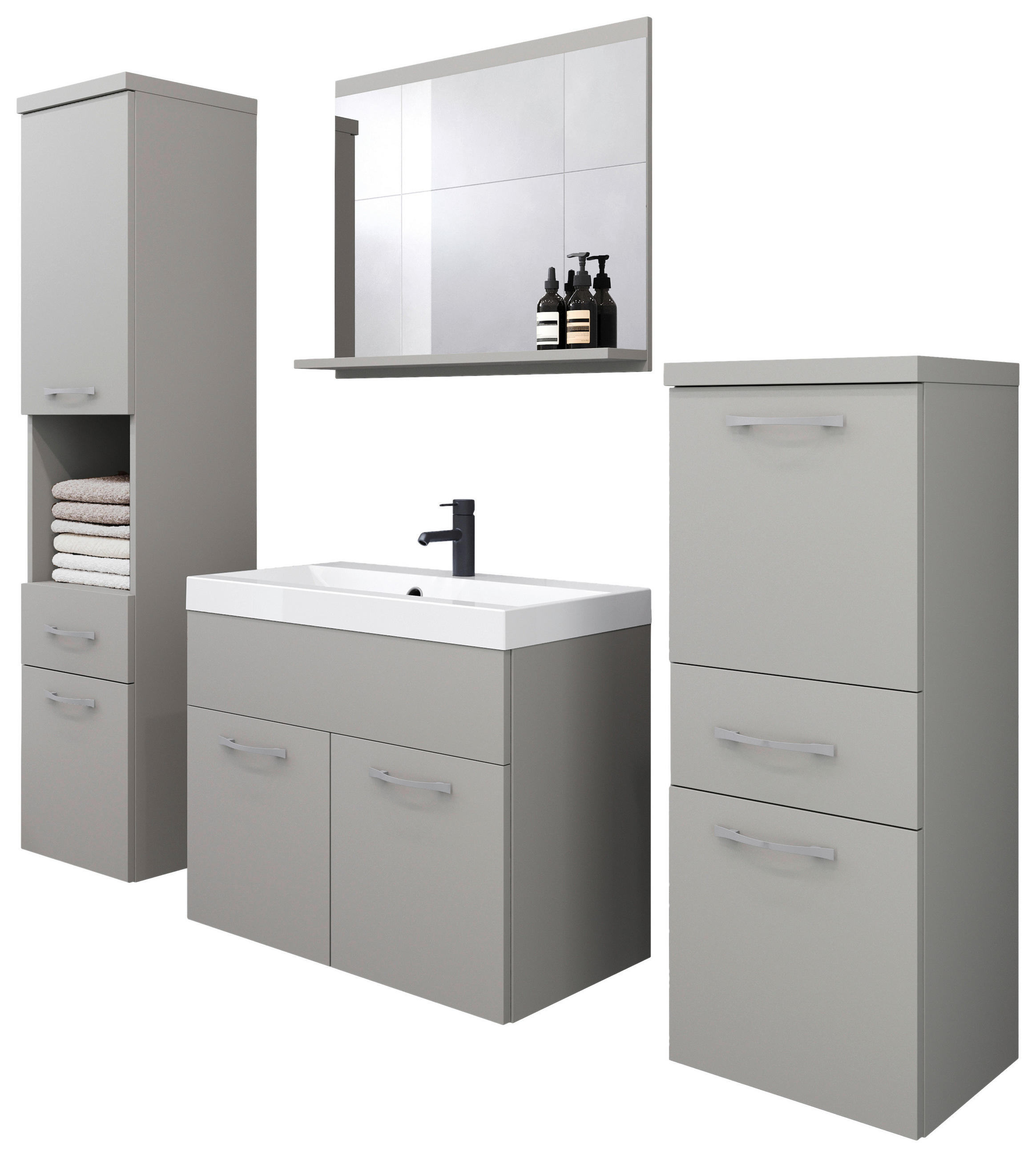 Badezimmer AlbaPallad 5-teilig 5-teilig  in  - Hellgrau/Weiß, LIFESTYLE, Keramik/Holzwerkstoff (120/132,8/30,2cm) - P & B