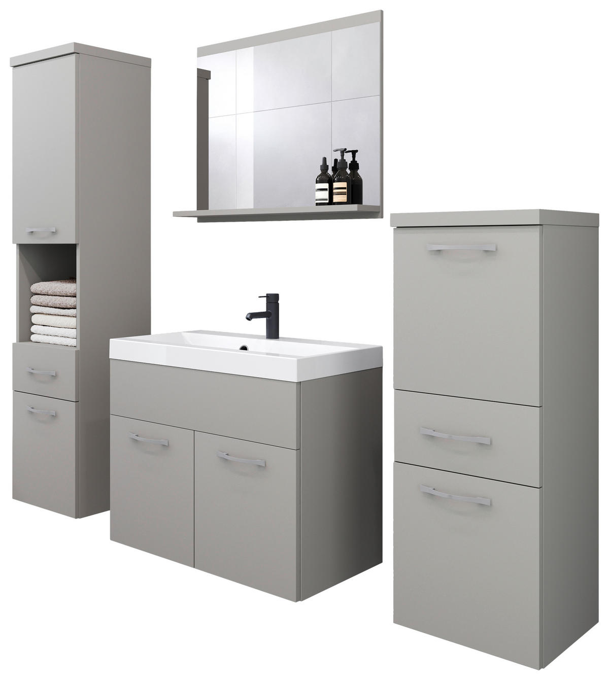 Badezimmer AlbaPallad 5-teilig 5-teilig  in  - Hellgrau/Weiß, LIFESTYLE, Keramik/Holzwerkstoff (120/132,8/30,2cm) - P & B