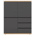 HIGHBOARD Graphitfarben, Eiche Artisan Einlegeböden  - Schwarz/Graphitfarben, MODERN, Holzwerkstoff (100/121/42cm) - Xora