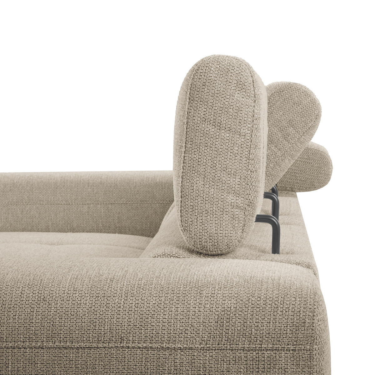 ECKSOFA TORINO Taupe Chenille Bettkasten, Kopfteilverstellung  - Taupe/Schwarzchrom, Design, Textil/Metall (173/247cm) - Livetastic