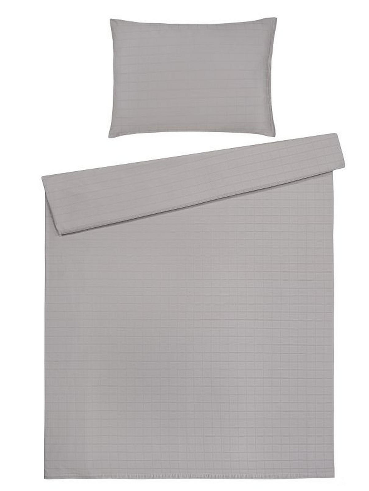 DUVETBEZUG -teilig Karo Satin, Damast 160/210 cm  - Taupe, Basics, Textil (160/210cm)