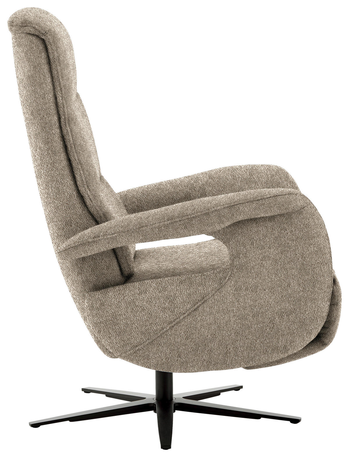 RELAXSESSEL in Textil Hellbraun  - Hellbraun/Schwarz, Design, Textil/Metall (71/112/83cm) - Beldomo Style