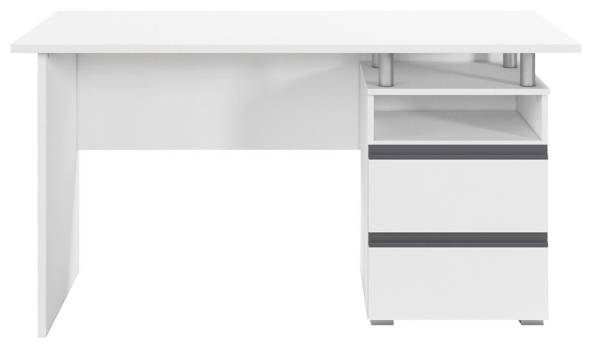MASĂ DE BIROU PENTRU TINERET in material pe bază de lemn  - alb/gri, Trend, material pe bază de lemn (140/66/75cm) - Xora