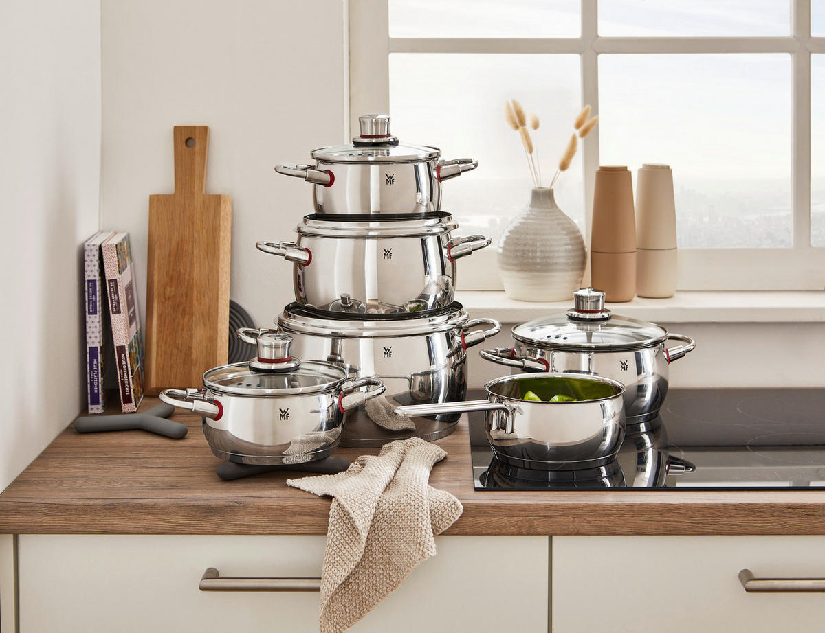 KOCHTOPFSET Quality One 6-teilig  - Silberfarben, Basics, Glas/Metall (53,2/31/28,5cm) - WMF