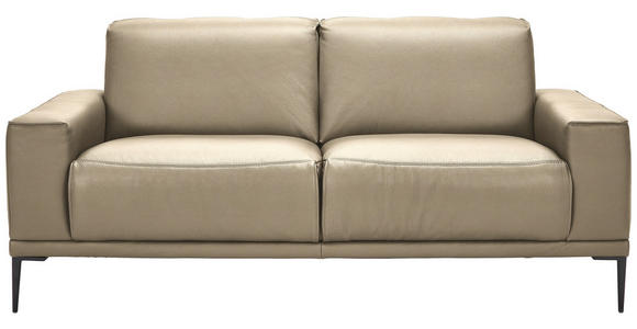 2-SITZER-SOFA  in Echtleder Greige   - Greige/Schwarz, Design, Leder/Metall (180/82/92cm) - Johann Jakob