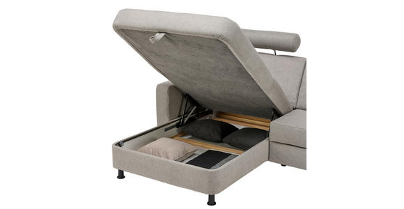 ECKSOFA in Webstoff Platinfarben  257/165 cm  - Platinfarben/Schwarz, Design, Kunststoff/Textil (257/165cm) - Xora