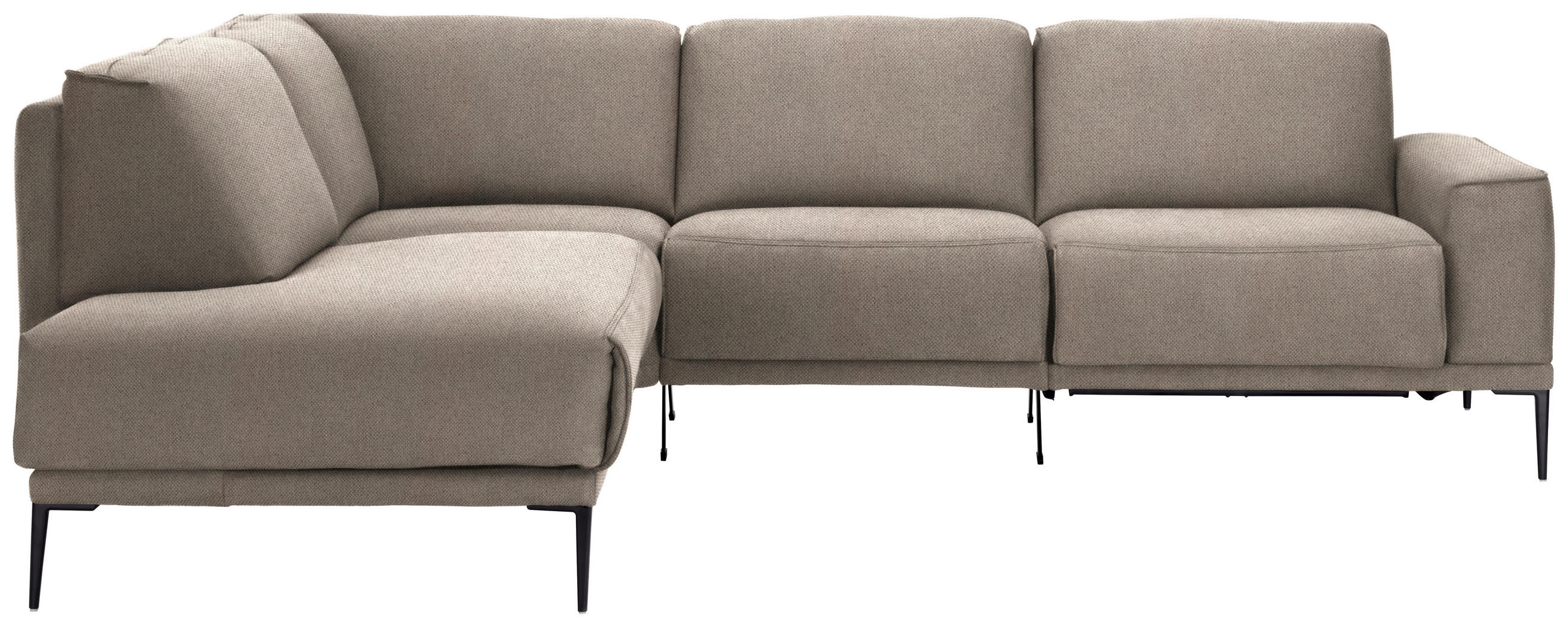 ECKSOFA Flachgewebe Hellrosa, Hellbraun  - Hellbraun/Hellrosa, Design, Textil/Metall (210/260cm) - Johann Jakob