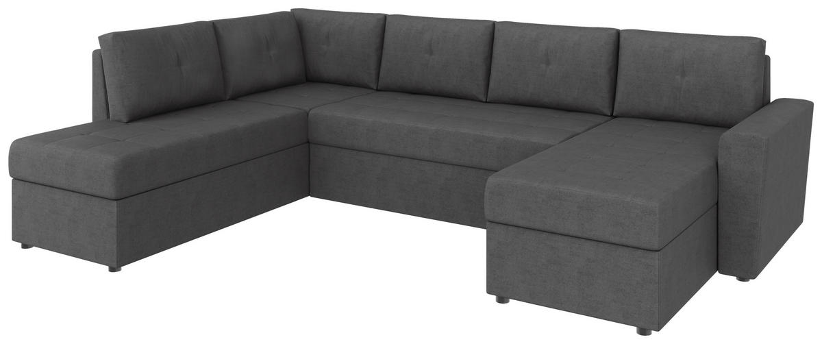 WOHNLANDSCHAFT TERMOLI Grau Jacquard  - Schwarz/Grau, Design, Kunststoff/Textil (212/297/155cm) - MID.YOU