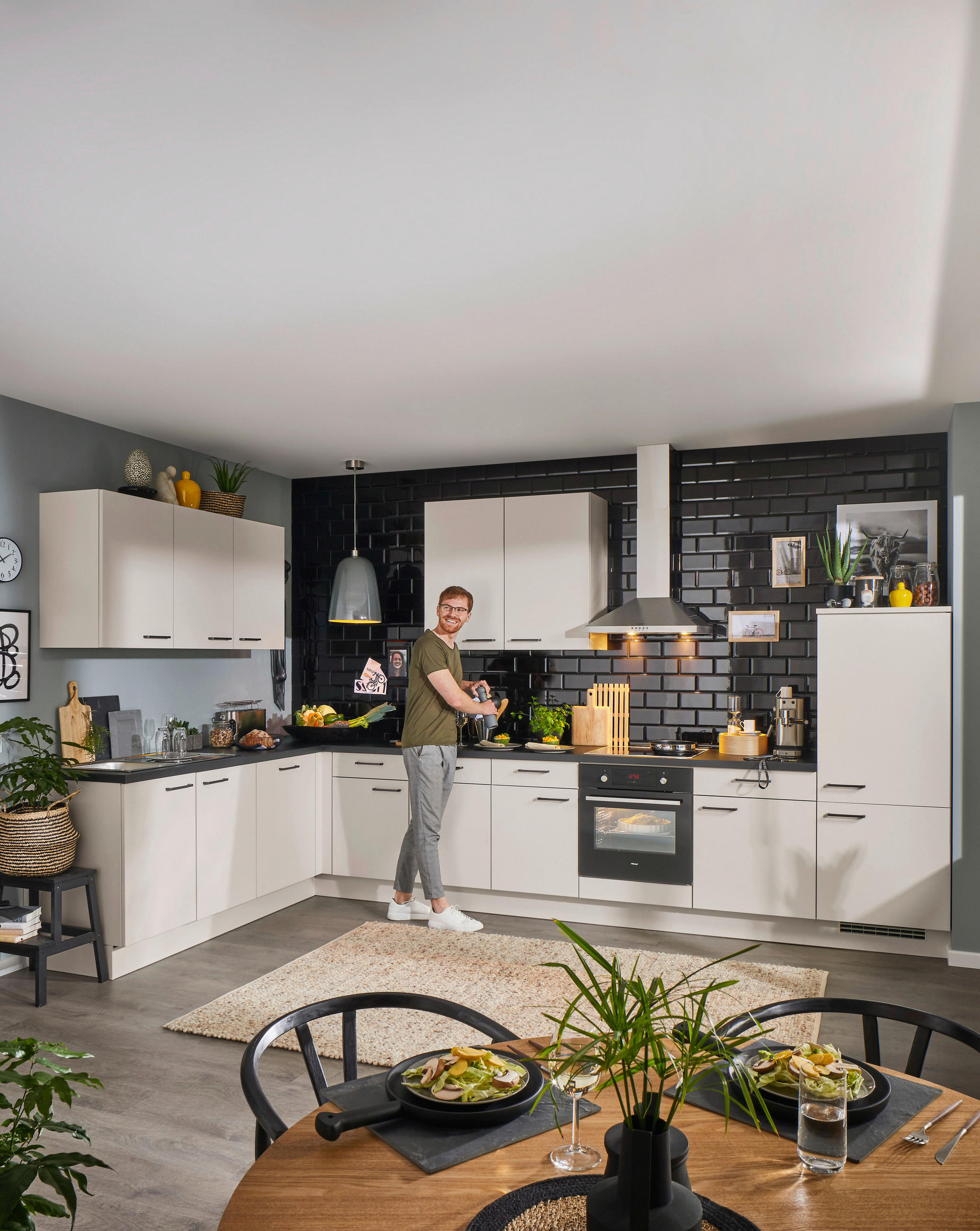 EINBAUKÜCHE   - Sandfarben, Design, Holzwerkstoff - Celina