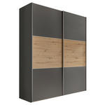 SCHWEBETÜRENSCHRANK  in Dunkelgrau, Eiche Artisan  - Dunkelgrau/Alufarben, Holzwerkstoff/Metall (167/222/68cm) - Moderano