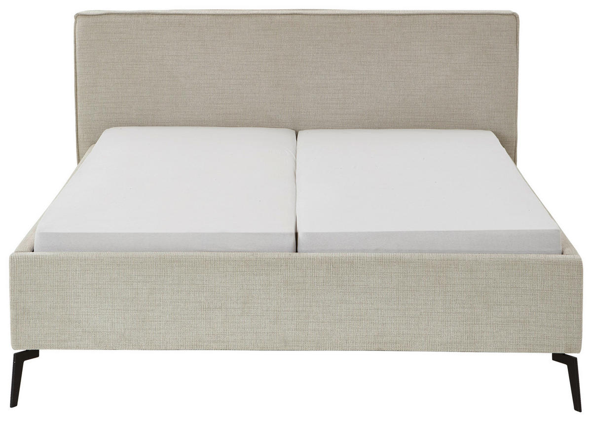 POLSTERBETT 180/200 cm  in Greige  - Greige/Birkefarben, Design, Holz/Textil (180/200cm) - home24