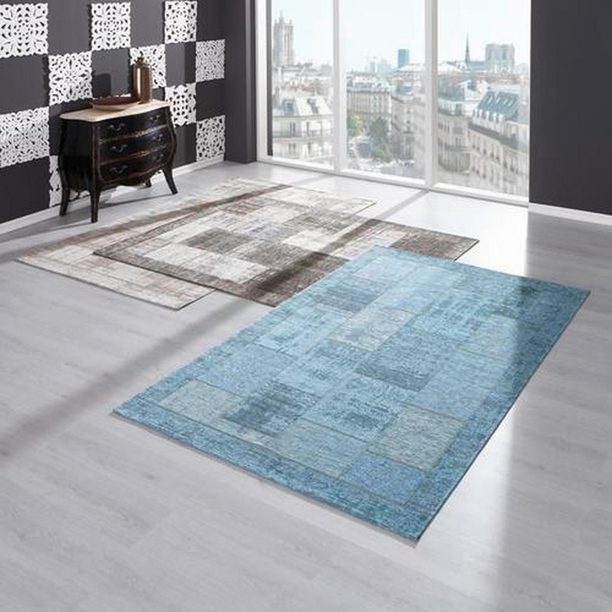 FLACHWEBETEPPICH 60/90 cm Türkis  - Türkis, Trend, Textil (60/90cm) - Novel