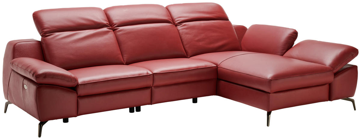 SAROKKANAPÉ bőr piros  - fekete/piros, Design, bőr/fém (286/183cm) - Celina Home