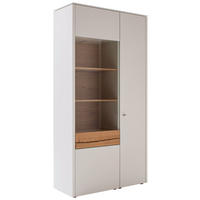 VITRINE in furniert Eiche Weiß, Eichefarben  - Edelstahlfarben/Eichefarben, Design, Glas/Holz (107/208/43cm) - Venjakob