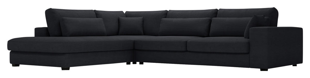 ECKSOFA Schwarz Cord  - Schwarz, KONVENTIONELL, Kunststoff/Textil (250/314cm) - Carryhome