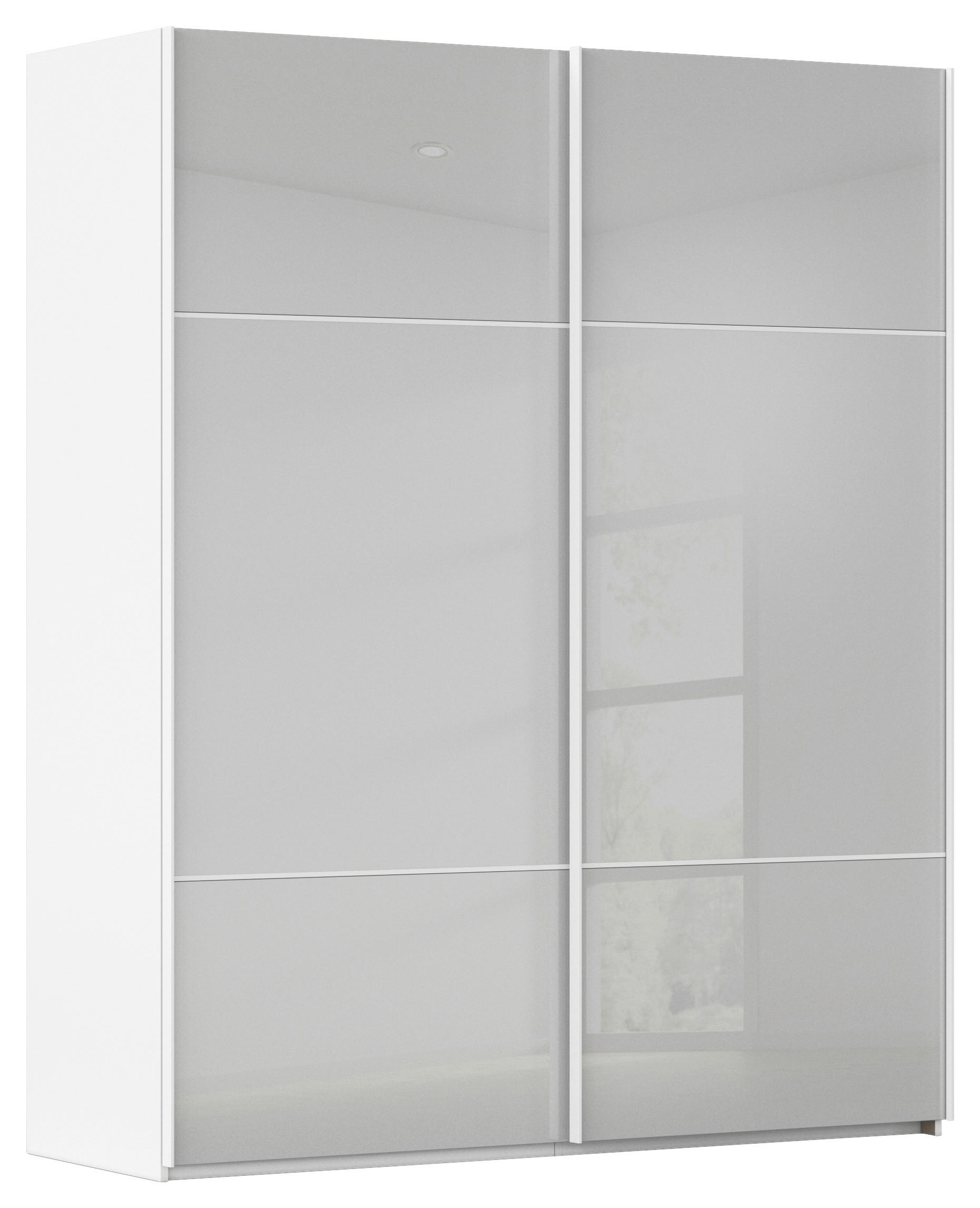 SCHWEBETÜRENSCHRANK in Grau, Weiss  - Weiss/Grau, Konventionell, Glas/Holzwerkstoff (162/223/68cm) - Novel