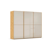 SCHWEBETÜRENSCHRANK 270/223/68 cm,  in Eichefarben, Champagner, 3 Tür(en)  - Champagner/Eichefarben, Design, Glas/Holzwerkstoff (270/223/68cm) - Novel